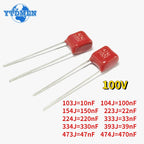 20PCS 100V CBB Polypropylene Film Capacitor 104 223 103 393 473 333 154 224 334 474 10nF  22nF 33nF 39nF 47nF 100nF 220nF 470nF