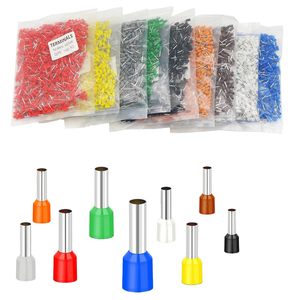 100pcs/Pack E0508 E0510 E0512 Insulated Ferrules Terminal Block Cord End Wire Connector Electrical Crimp Terminator 0.5mm²