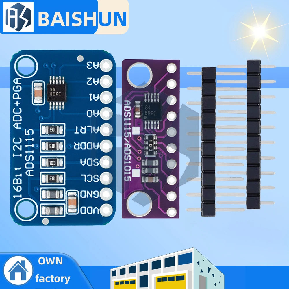 16-Bit ADC Module (ADS1115/ADS1015): I2C 4-Channel Programmable Gain Amplifier for Arduino & Raspberry Pi Compatible