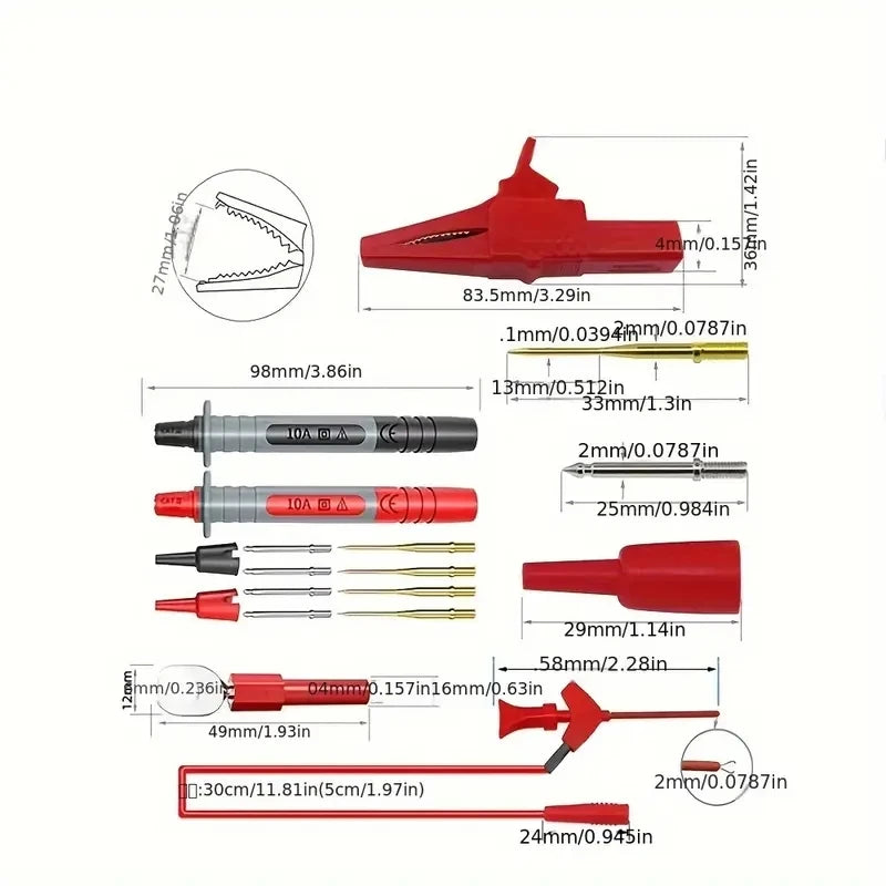 Cleqee P1300 Series Multimeter Test Lead kit 4mm Banana Plug Cable Test Hook Clip Probe Alligator Clip Automotive Tool