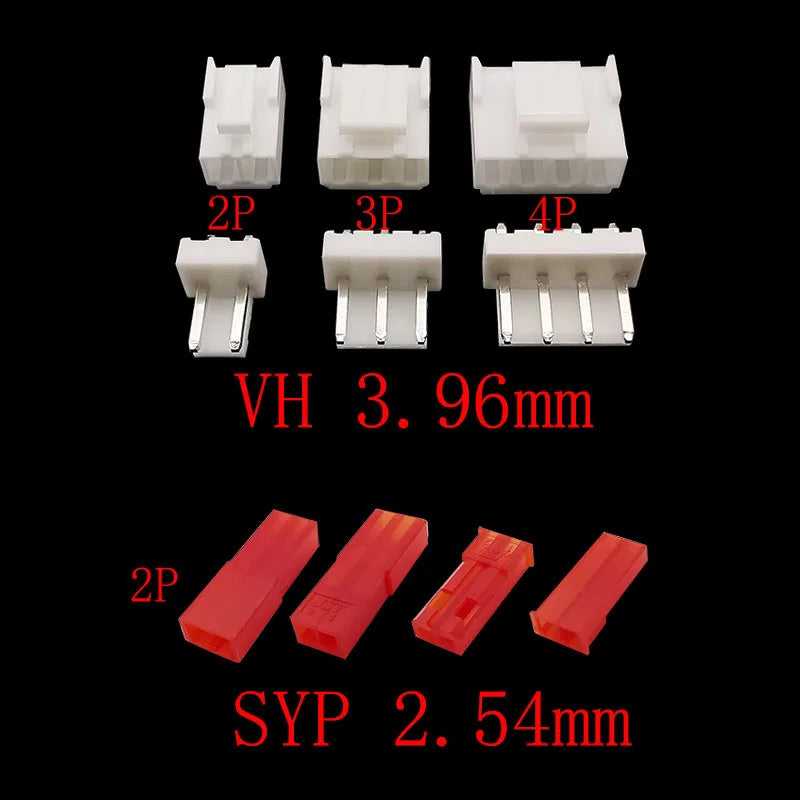 1Box JST 1.25 PH 2.0mm /SYP/SM/XH 2.54mm / VH 3.96mm Pitch Male Female Terminals Kit Plug Plastic Housing Header Crimp Connector