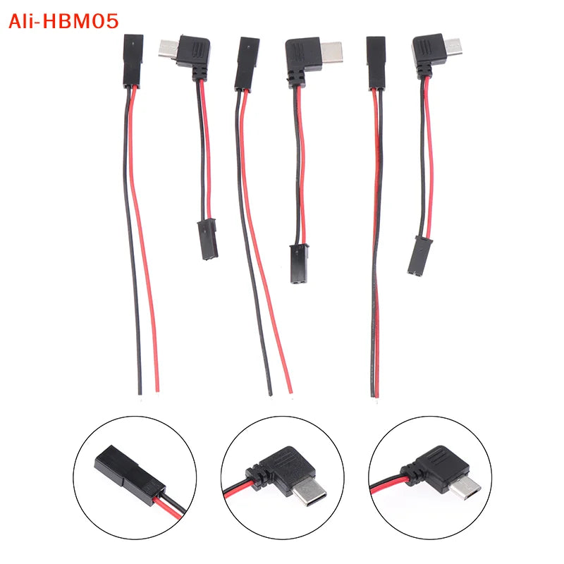 (HB05)90 Degree Motorcycle Interface USB-Micro Type C 90 Degree Male+JST Plug USB To JST/SYP Terminal Interface Cable Connector
