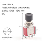 5PCS 3Pin C-NO-NC Reset Latching Toggle Switch Automatic return Push Button (ON)-OFF 5A125V/2A250V 6mm Mini Toggle Switches