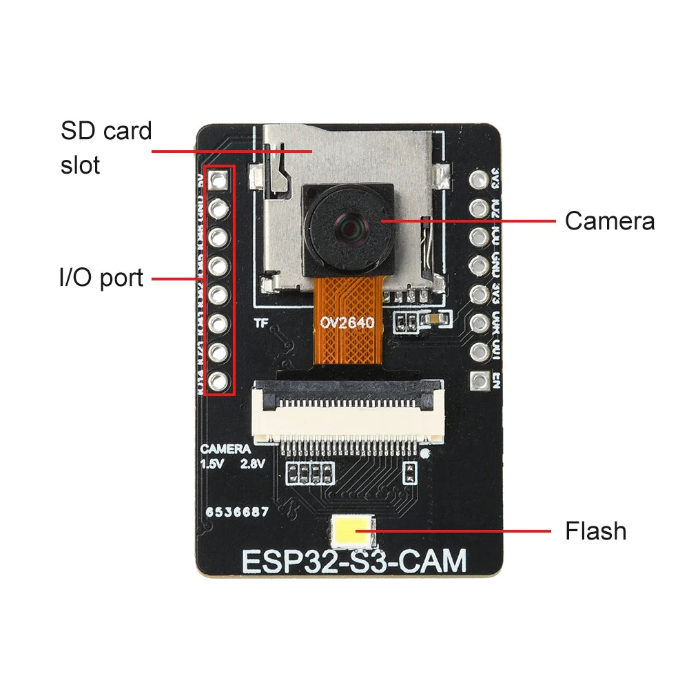 ESP32 S3 CAM WiFi BT Development Board With Visual Recognition Module Paired With OV2640 Camera Type C