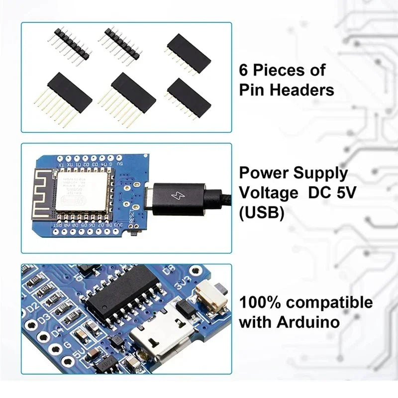 10pcs WeMos D1 Mini Pro V3.0 NodeMcu 4MB/16MB Bytes Lua WIFI Internet of Things Development Board Based ESP8266 CH340G Nodemcu V