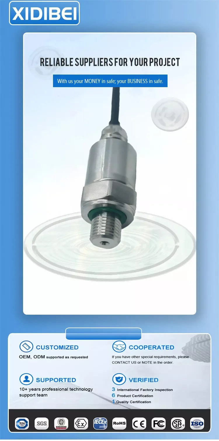 SS316L Pressure Transmitter for Corrosive Liquid Gas 0-600 Bar Optional 4-20mA 0-10V Analog Signal G1/4  Pressure Transducer