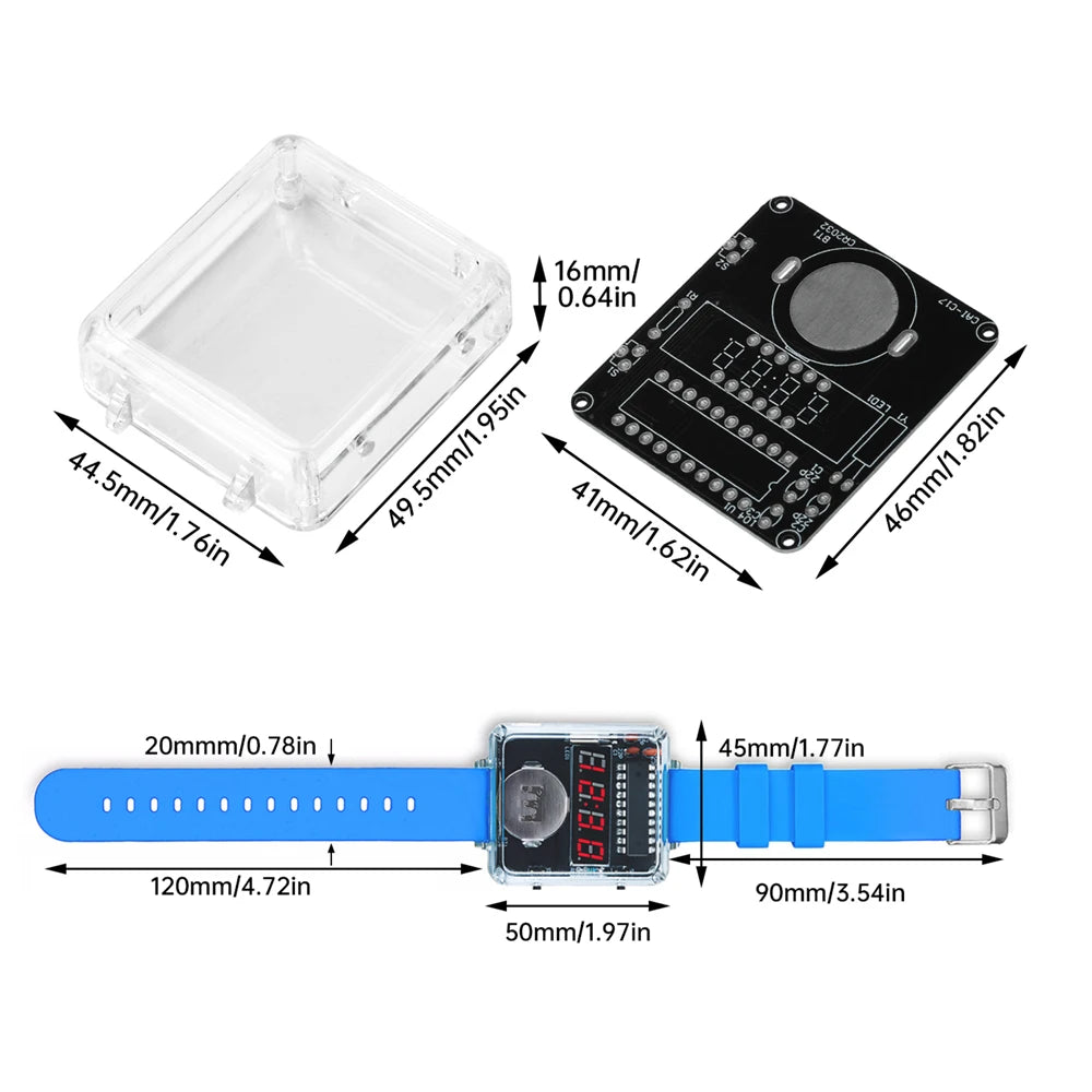 DIY Electronic Watch Kit 0.28'' LED Digital Tube Creative Watch Soldering Kit Microcontroller Watch Kit with Silicone Strap&Case