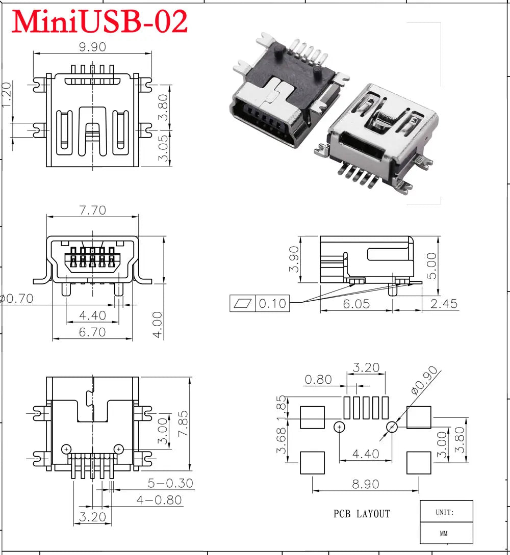 10PCS Mini USB SMD SMT 4Pin 5Pin Female Mini B Socket Connector Plug Straight DIP Jack Connector Plug-in