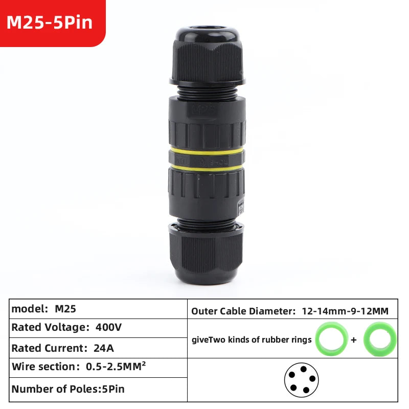 ip68 waterproof connector led connector2/3/4/5/6Pin Adapter terminal Outdoor rain proof of electric wireNo welding for screws
