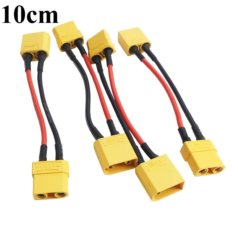 4pcs XT60 XT30 XT90 Battery Connector 100mm Silicone Wire Male/Female Dual Extension for Battery Charger Motor Expand DIY