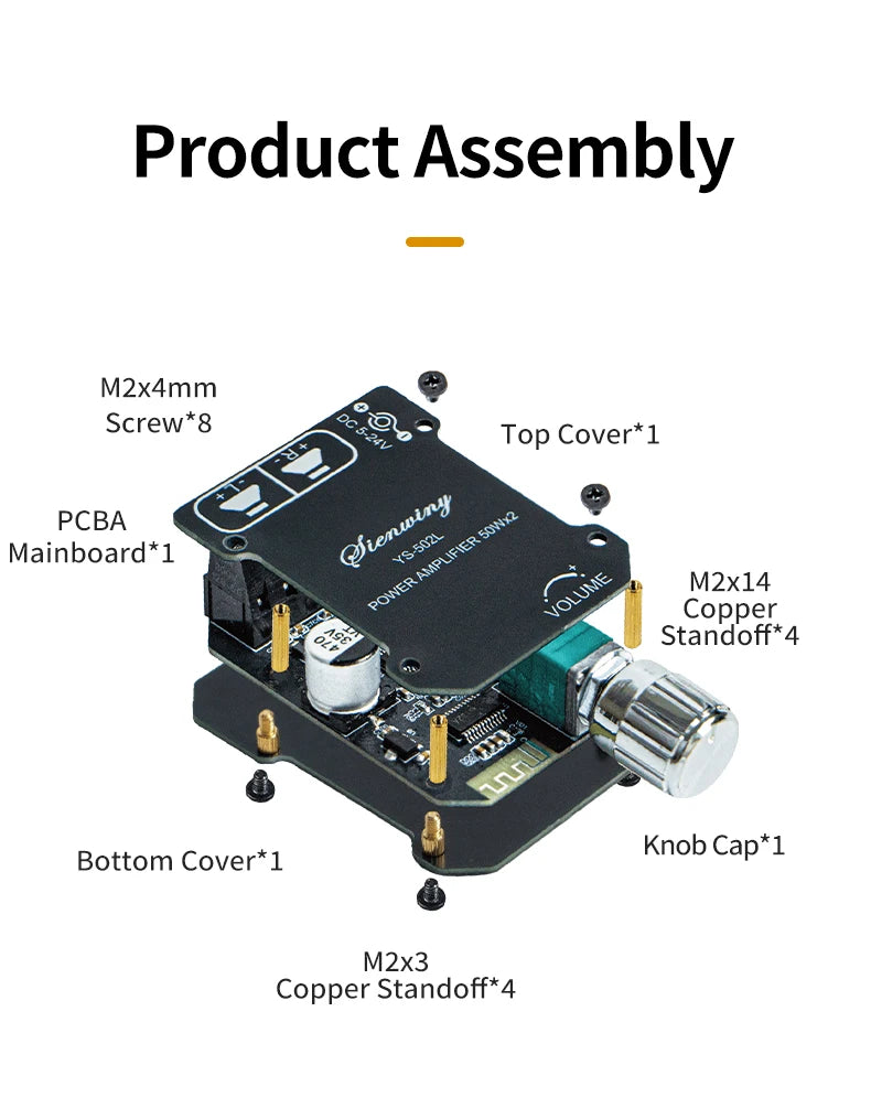 YS-1002T YS-502L Bluetooth 5.0 Audio Amplifier Board 2.0 Channel Stereo Power Amp Module 50W X2 100W X2 AUX Input For DIY Speaker Home Audio