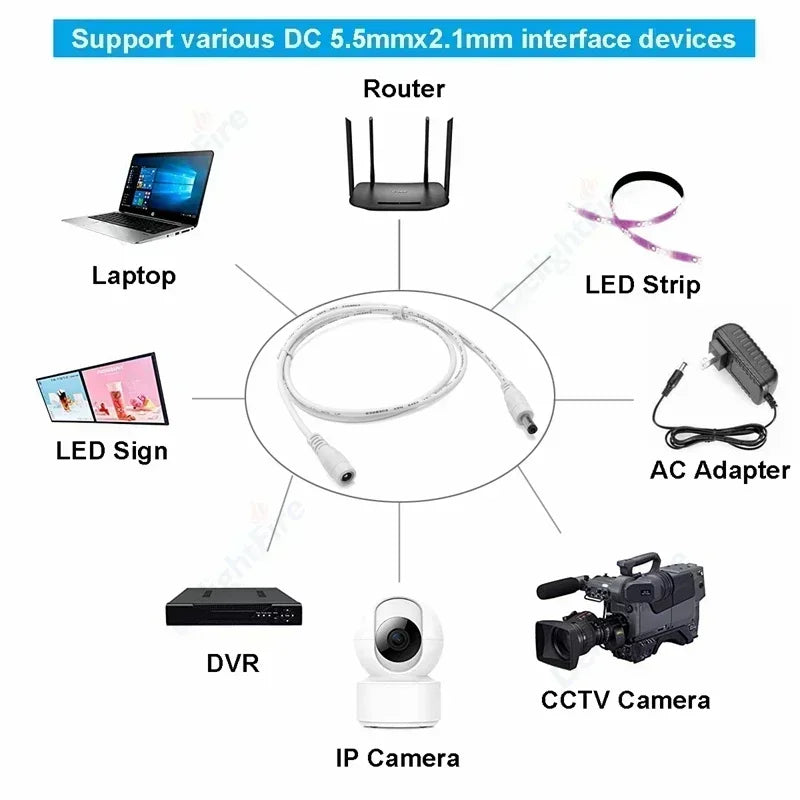 20/22AWG 12V DC Power Cable Male Female Plug 5.5 2.1mm Power Adapter Extension Cable For Camera CCTV Led Strip Light Connect