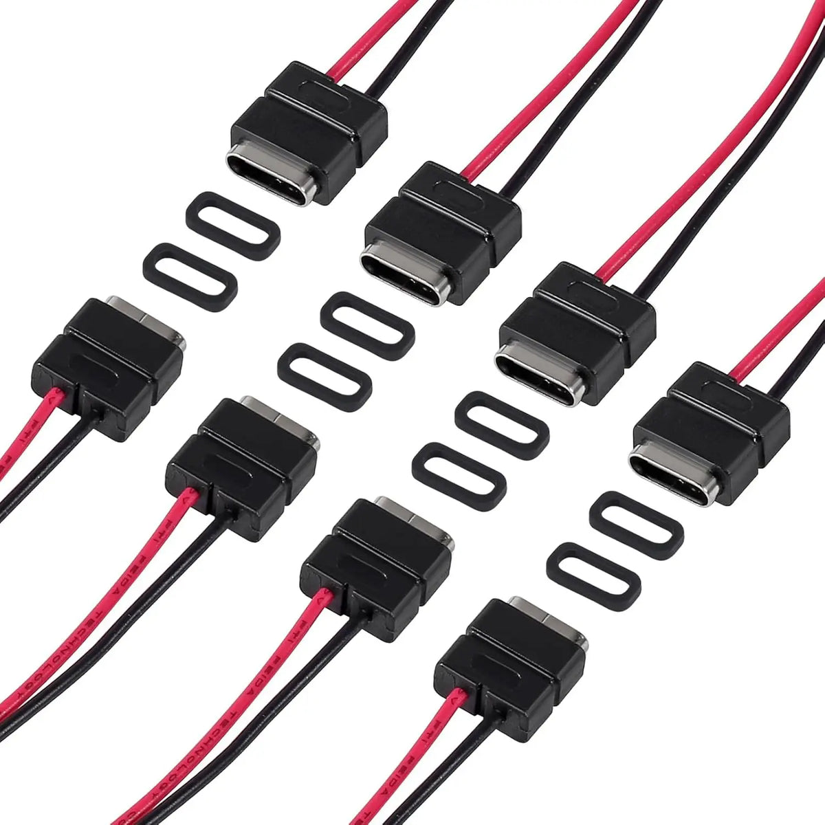 8pcs USB Connector Type-C Female Chassis 2 Pin for DIY, 2.5A 5V Waterproof Grade IP67 Female Chassis 2P Solder Wire Type USB C