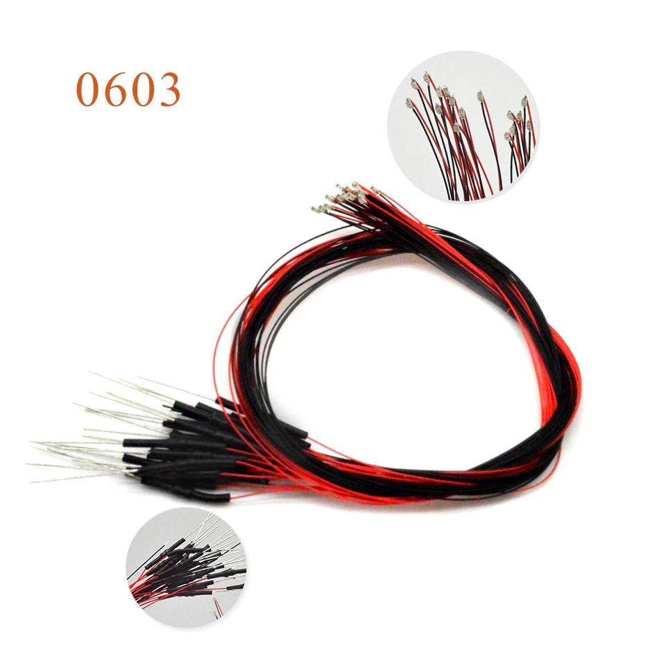 5pcs 0402 0603 0805 1206 With Resistance SMD Lamp Wired Micro Led Pre-soldered Micro Litz Wired Chip 20cm 12V for Diorama Scene