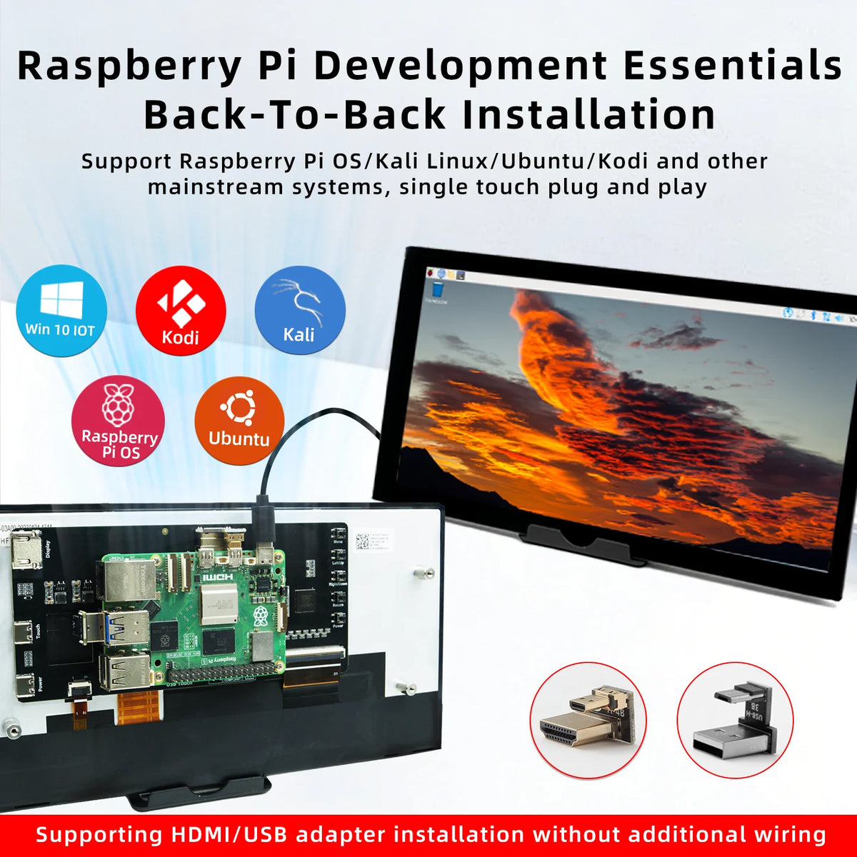 10.1 Inch 1520 X 720 IPS HD Display LCD Monitor Screen for Raspberry Pi 5/4B/3B+ Windows