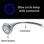 40mm Metal Push Button Switch 1NO 1NC Momentary Reset Latching Lock Ring Power Supply With Lamp Waterproof Stainless Steel