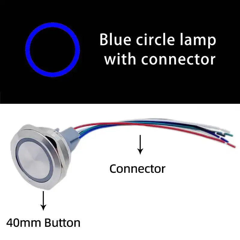 40mm Metal Push Button Switch 1NO 1NC Momentary Reset Latching Lock Ring Power Supply With Lamp Waterproof Stainless Steel