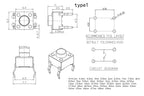 50pcs Tactile Switch 6x6mm H=4.1/4.3/5/5.5/6/7/8/9/~13mm Momentary Tact Button Mini Push Button 4Pin/2Pin DIP/SMT  Widely Use