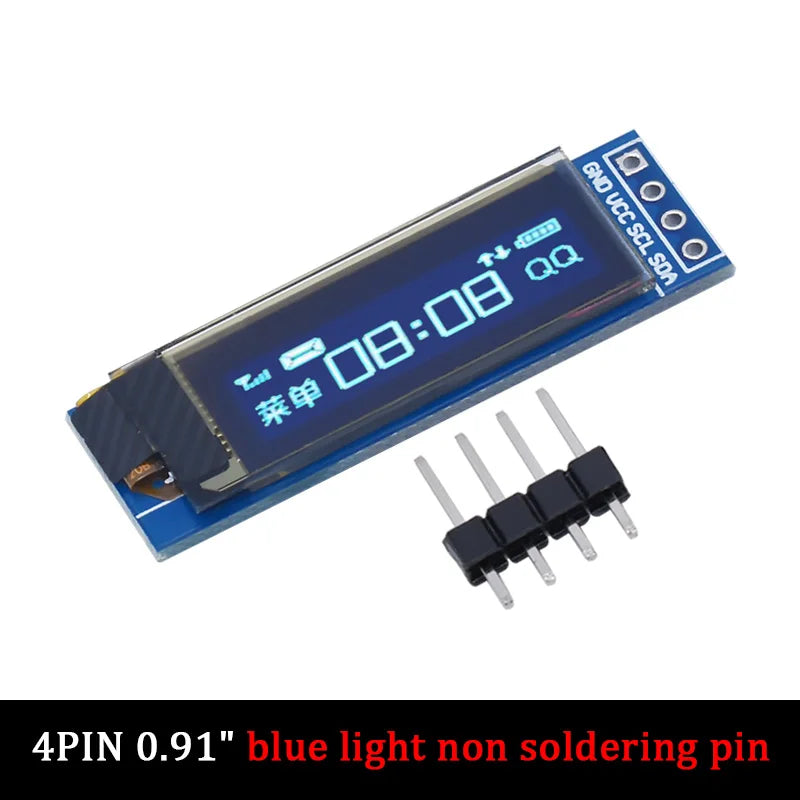 128x32 OLED Screen Module 0.91" Blue White LED LCD Display IIC I2C Communication Board