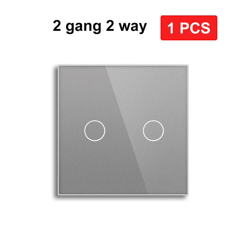 NYWP EU 86*86mm 1Gang 2Way Dual Touch Switch Tempered Glass Panel Stair Switch Bedroom Sensor Switches Cross No Need WI-FI