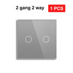 NYWP EU 86*86mm 1Gang 2Way Dual Touch Switch Tempered Glass Panel Stair Switch Bedroom Sensor Switches Cross No Need WI-FI