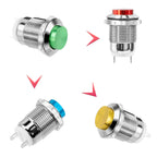 1 PCS 12mm Waterproof Momentary High Round Metal Push Button Switch Car Start Horn Speaker Bell Automatic Reset