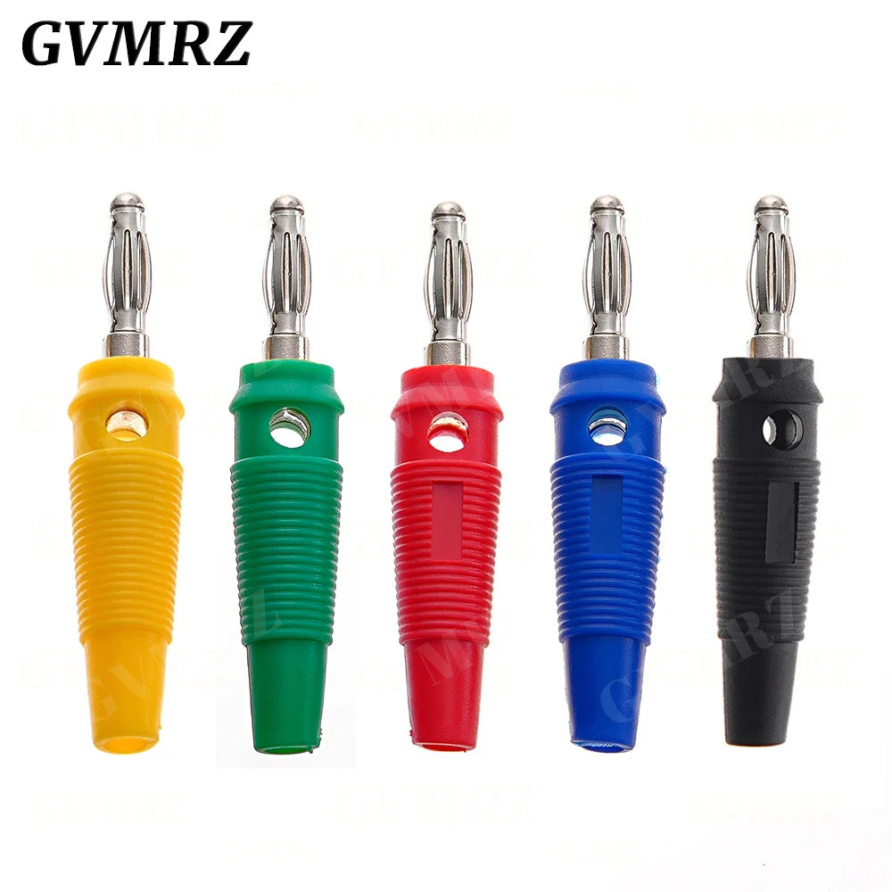 5PCS 4MM Banana Plugs Connector Solderless Video Musical Speaker Stackable Cable Wire Pin Banana Plug Connectors Red Black Blue