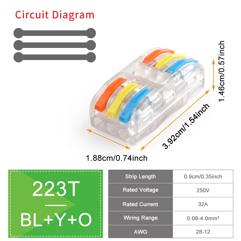 10/50Pcs Mini Fast Wiring Cable Connectors Lever 28-12 AWG Universal Lever Wire Nut Electrical Connectors Push-in Home Terminal