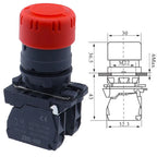 XB5-AS542 Plastic Emergency Stop Red Mushroom Head Size 30 40MM Push Button Switch Lock NO NC Normally Open AS545 22mm XB4 XB5