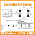 (5PCS) 25M 25MHZ 25.000MHZ 3225 TCXO 3.2X2.5MM Temperature Compensated Crystal Oscillator ±0.5PPM High-Precision CMOSECB