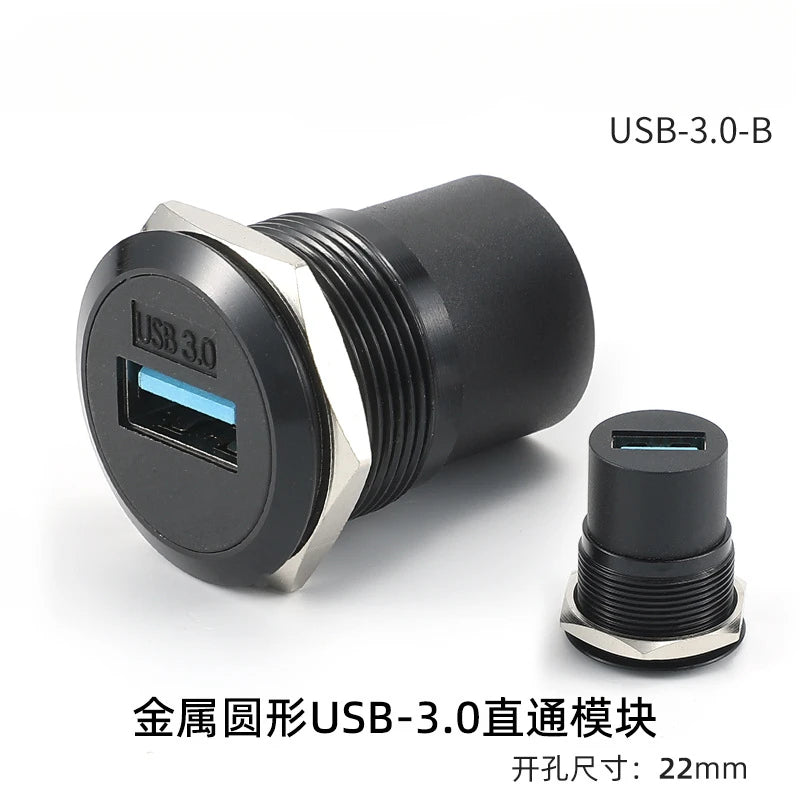 C-type USB3.0 Panel Socket Metal 22mm Circular Dual USB 2.0/3.0 Thread Module Connector USB Interface Type-C HDMI Plug Sockets