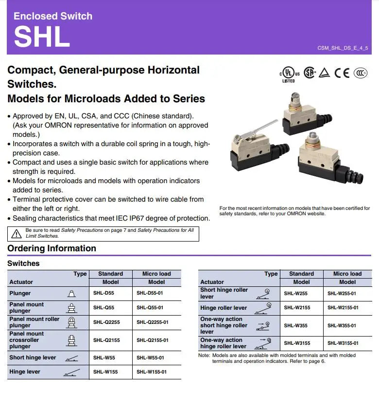 OMRON SHL-Q55 SHL-D55 Authentic Original Electric Limit Switch Price