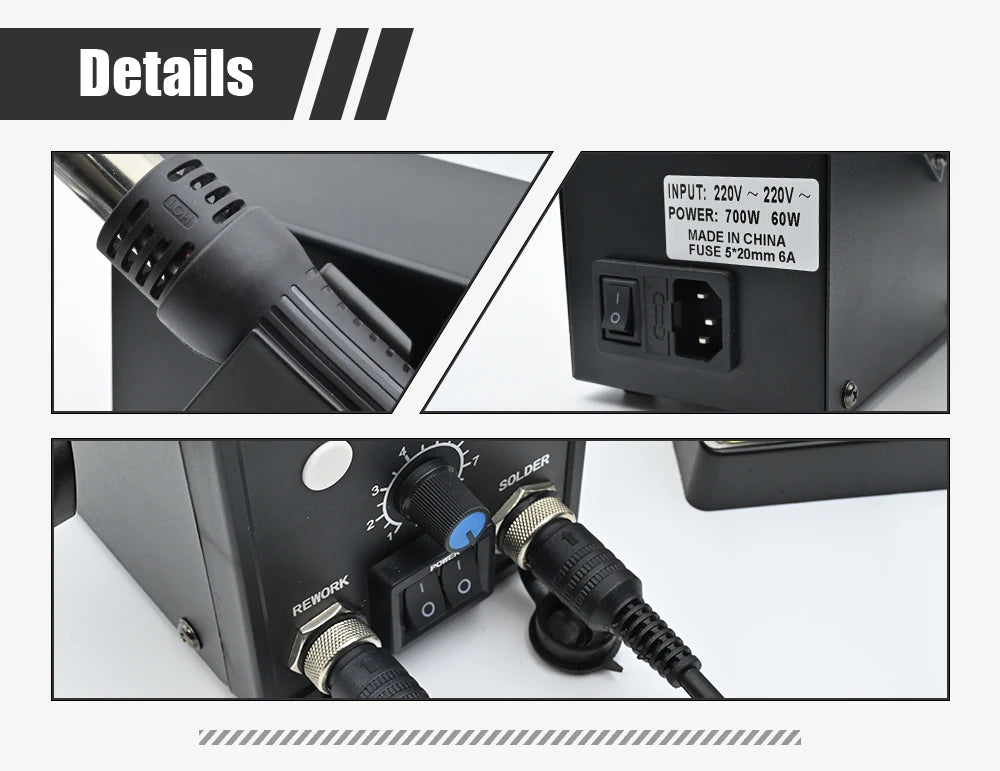 JCD 2 in 1 Digital Soldering Station Hot Air Gun Solder Iron SMD BGA Rework Desoldering Welding Repair Tools 760W 220V 110V 8586