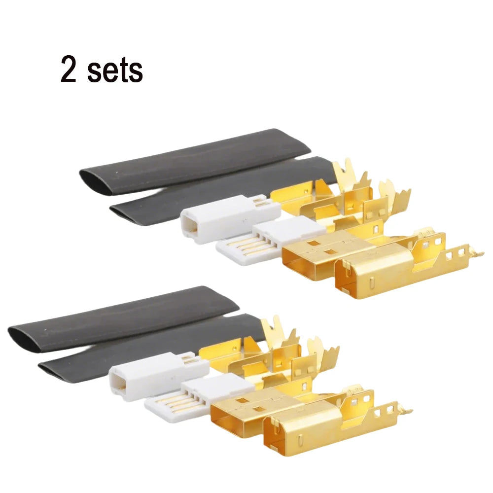 Hi-End Gold Plated USB A To B Connector Type A-B Plug DIY HiFi USB Cable Replacement Audio Grade USB Wire Repair Spare Parts