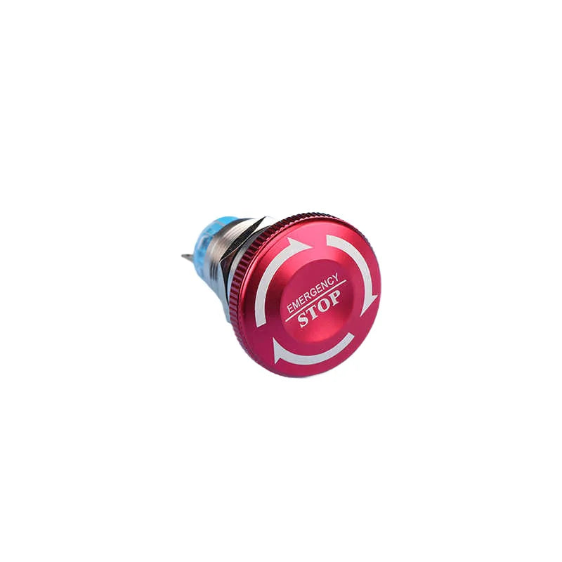 16/19/22mm Metal Emergency Stop Button Switch Stainless Steel Anti-slip Waterproof Rotation Socket 12/220V Stop Momentary