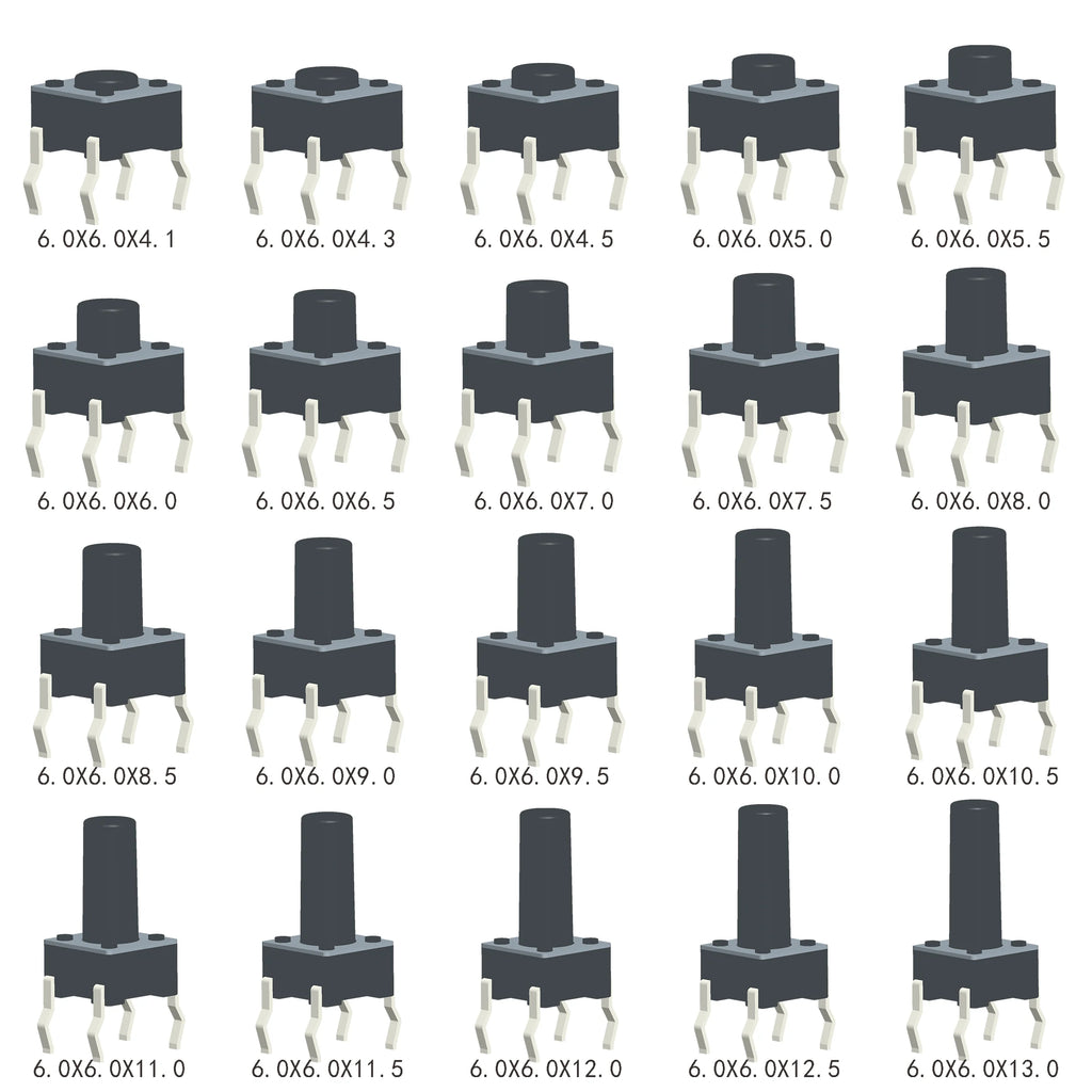 50pcs Tactile Switch 6x6mm H=4.1/4.3/5/5.5/6/7/8/9/~13mm Momentary Tact Button Mini Push Button 4Pin/2Pin DIP/SMT  Widely Use