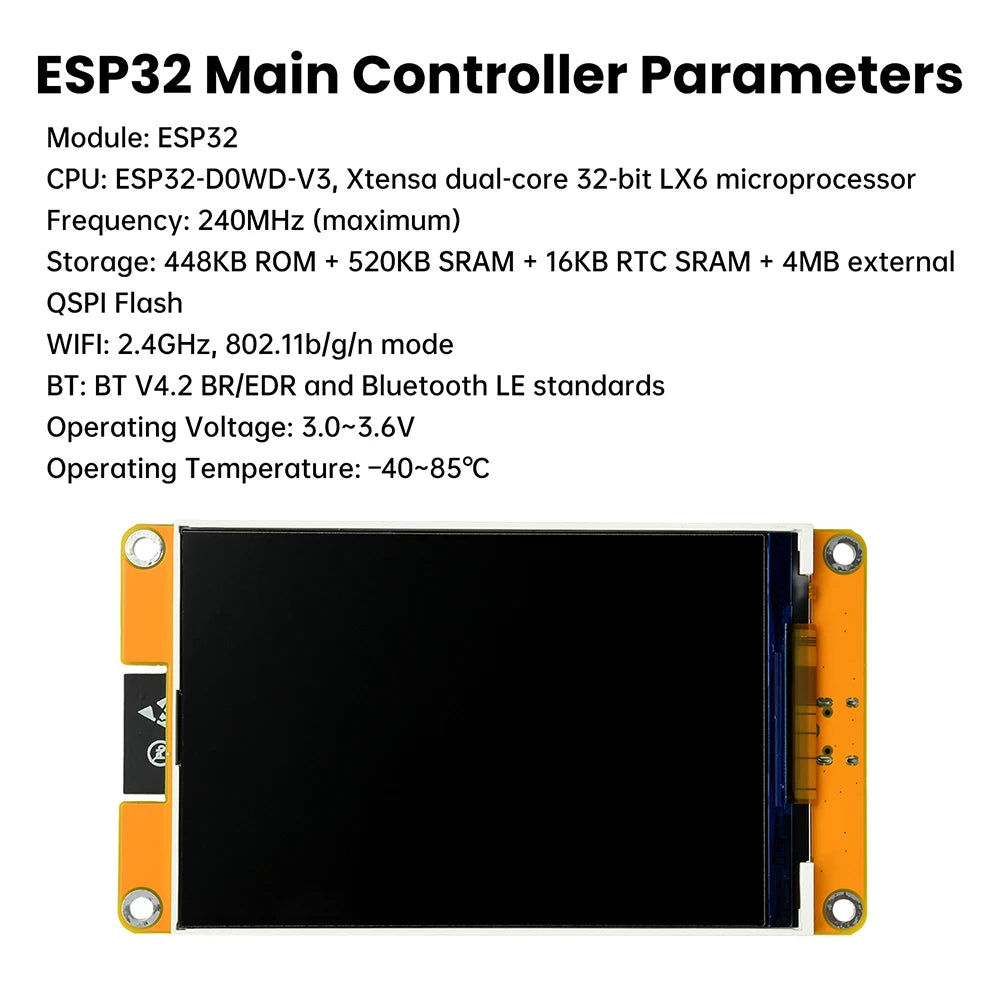 4.0-inch ESP32 WiFi Bluetooth Development Board Touchscreen ST7796S Driver 320*480 Smart Display Module Onboard ESP32-32E Module