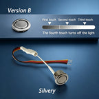 12V 24V Touch Switch,Stepless Dimmable/3‑Step Dimmable,10mm Hole,Capacitive Sensor Light Switch for LED Strip,Marine,silvery