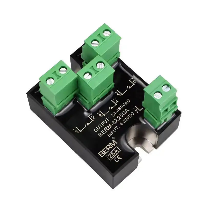 Small Three-Phase Solid State Relay 220V Three-Way Single SSR-3X25DA DC Control AC 10A 25A 3X25DA 3 Phase