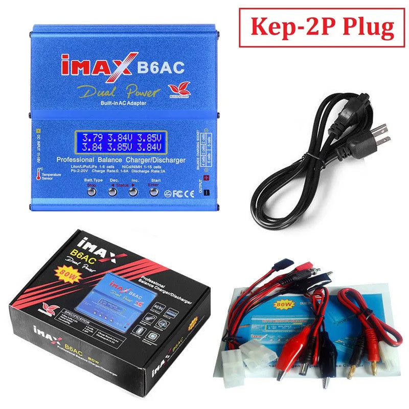80W IMAX B6AC 2.0 RC Balance Charger for Lipo NiMH Li-ion LiFe NiCD LiHV Battery Charger for 2S 3S 4S 5S 6S Rechargeable Battery