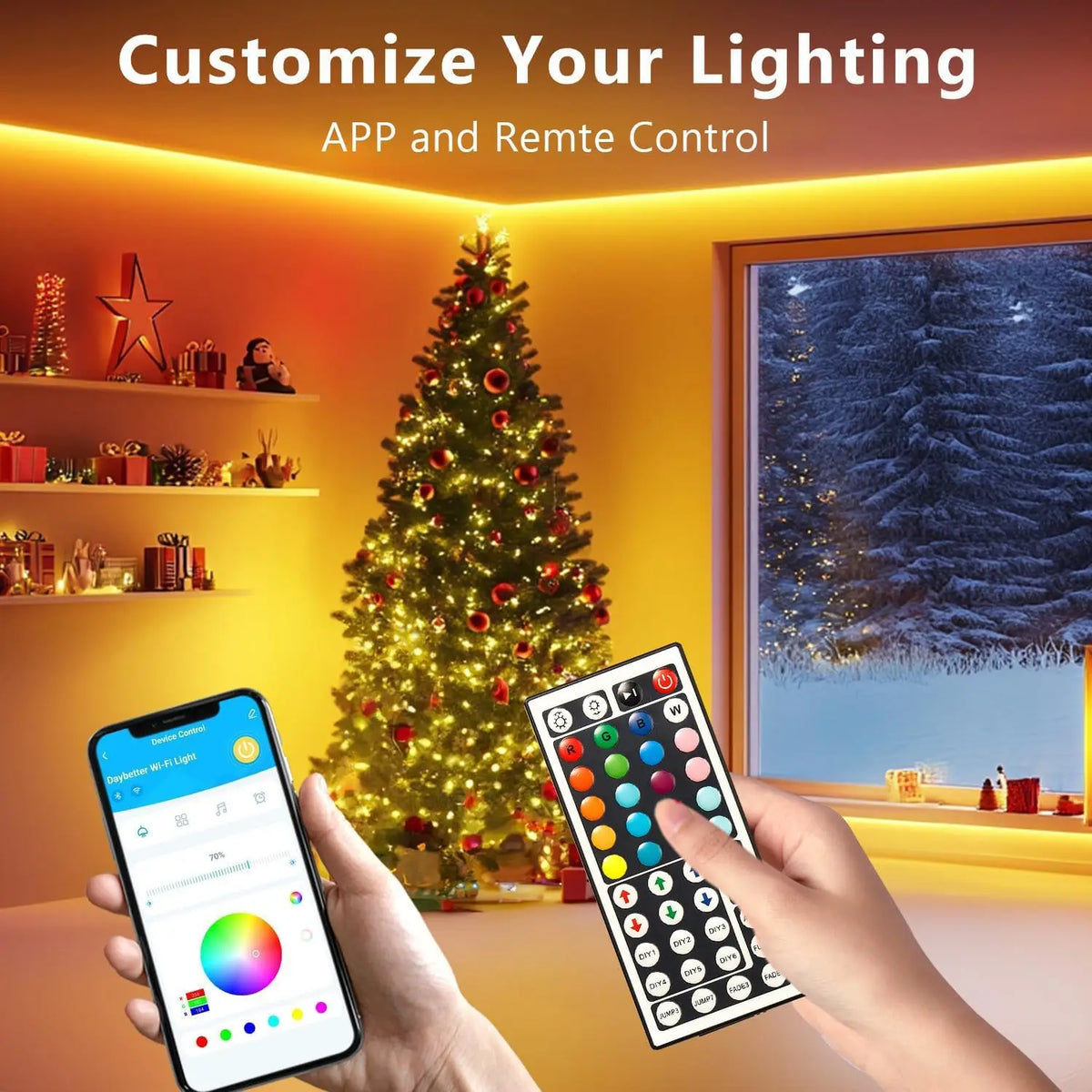 44KEY WiFi IR RGB LED Strip Controllerr/24Key Infrared Dimmer Blue Backlight Multi Light Modes RGB LED Ambient Decor Tape Lights