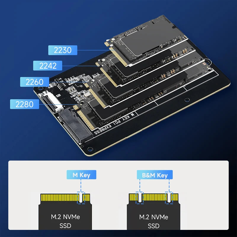 Raspberry Pi 5 Dedicated PCIE to M.2 NVME SSD Solid State Drive Expansion Board 2230 2242 2260 2280 Support Pi5 Active Cooler