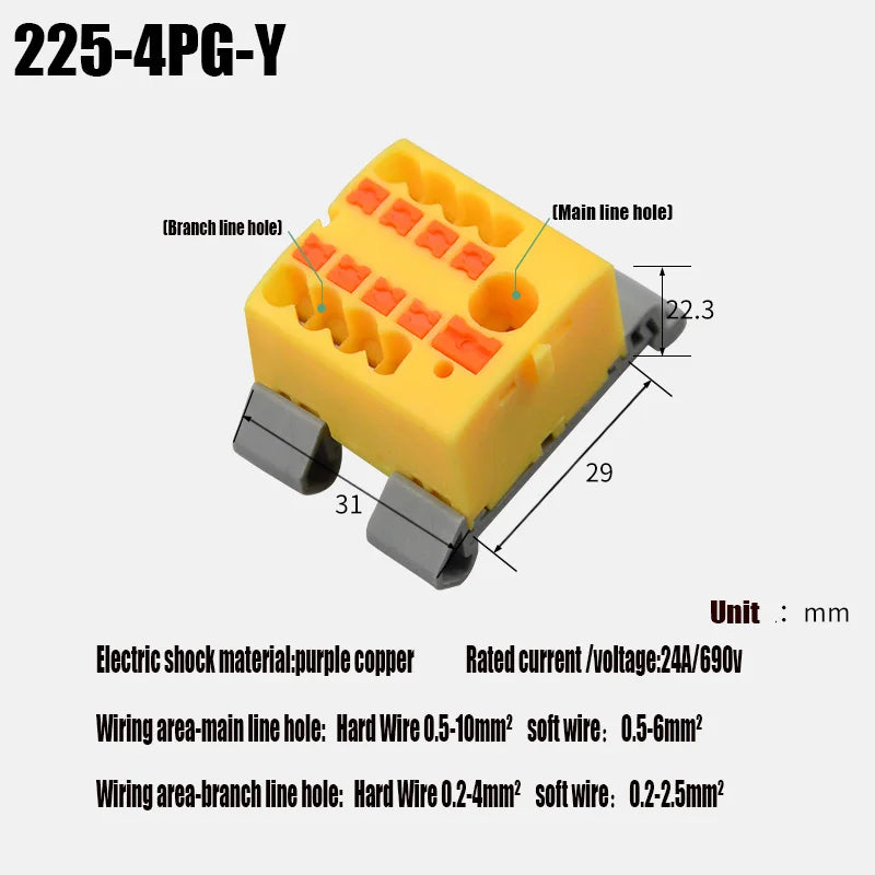 Fixed Modular Wire Connectors Compact Splicing Lighting Push-in Multi Link Terminal Block 1 in Multiple Out 225 Series 1