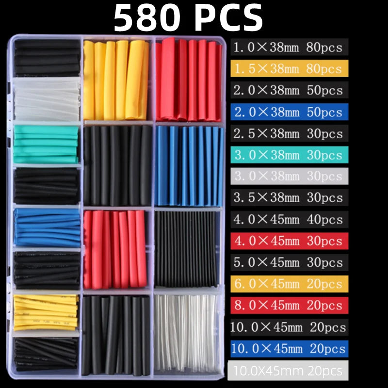 2:1 Times Shrink,Heat Shrink Tube Set,Polyolefin,Insulated Heat Shrinkable Sleeve for Wire Connection and Data Line Protection