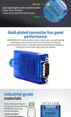 1.5m 3m USB to RS-422 RS-485 Converter RS422 RS485 USB2.0 Cable DB9 Adapter Transparent with Chipset Magnetic Ring UT-890A