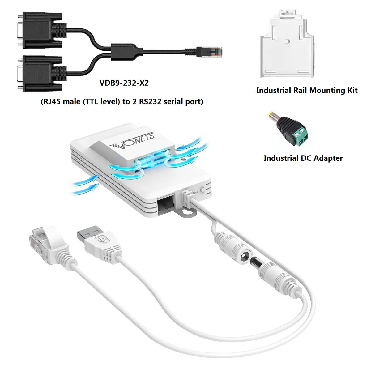 VONETS VAP11S-D232 Dual-Band Wireless Bridge Router Serial Port Service UART/TTL to RS232/485/422/WiFi to Ethernet Converter