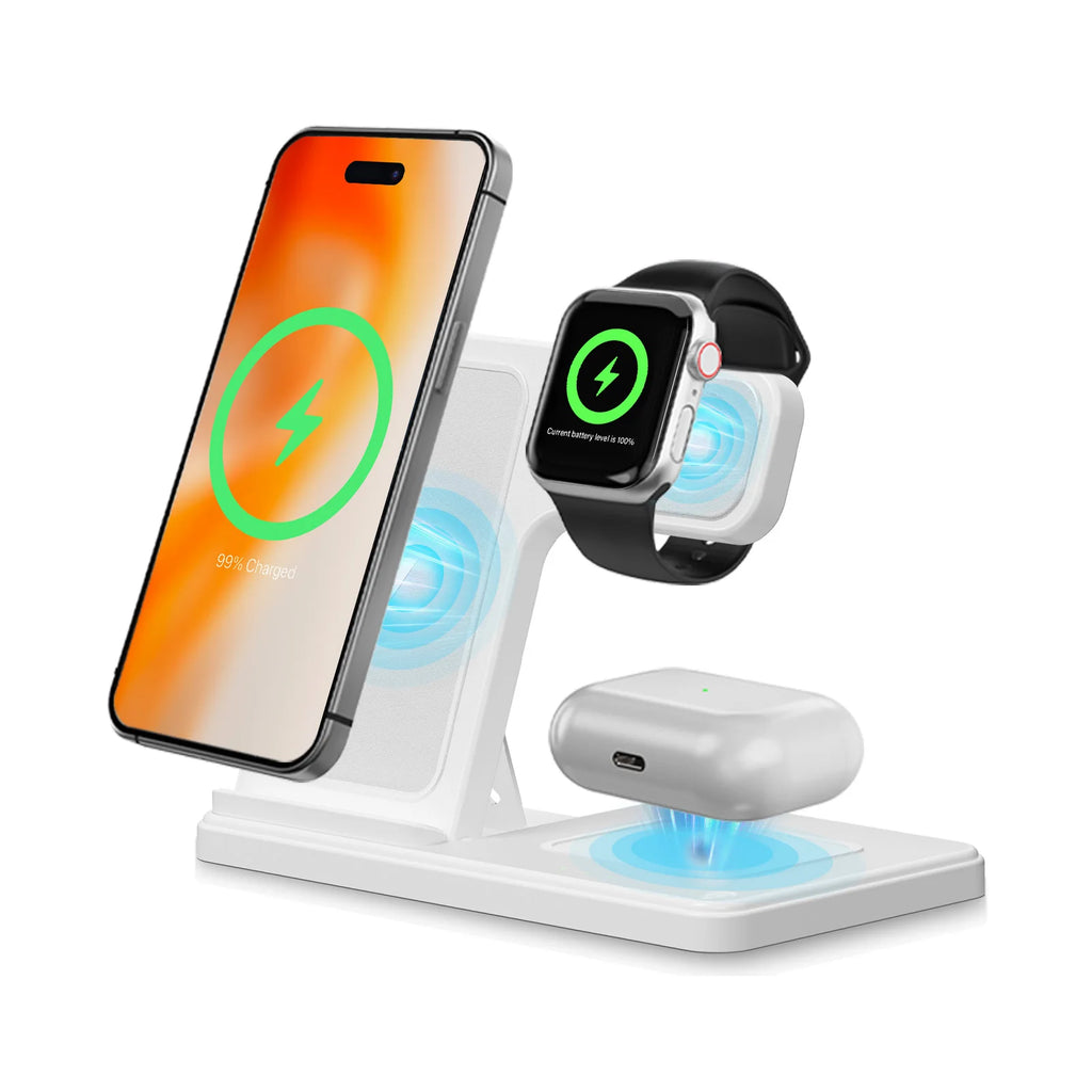 15W Magnetic Wireless Charger 3 In 1 Fast Charging Station Travel Foldable for Magsafe iPhone 1716/15/14 Apple Watch AirPods Pro