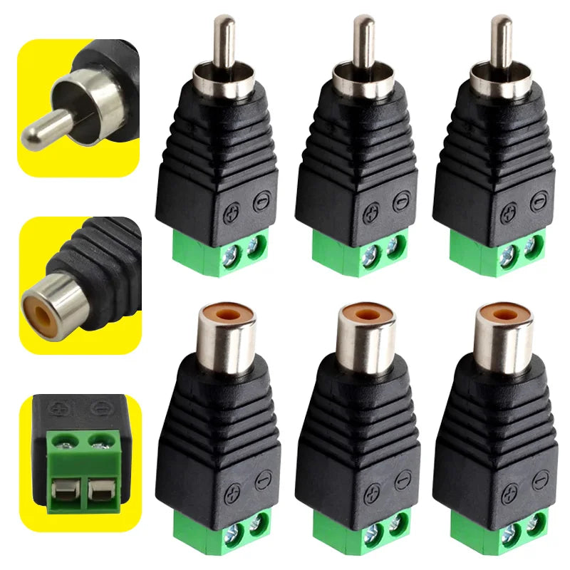 4/8/20PCS RCA Female/Male Jack AV Screw Connector Adapter Jack RCA Terminal Block CAT5 To Camera CCTV Video Balun