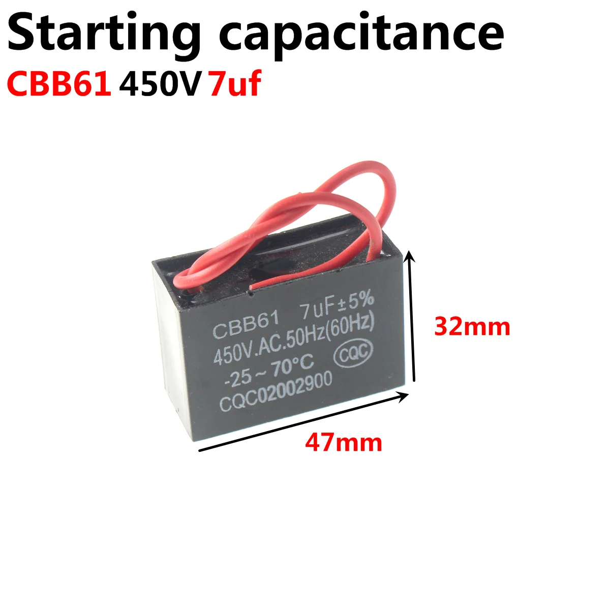 Washing Machine Starting Motor Run Capacitor CBB60 450V 5UF 10UF 15UF 20UF 25UF 3 4 5 6 8 12 14 16 18 30 35 40 45 50 60 70 80 UF