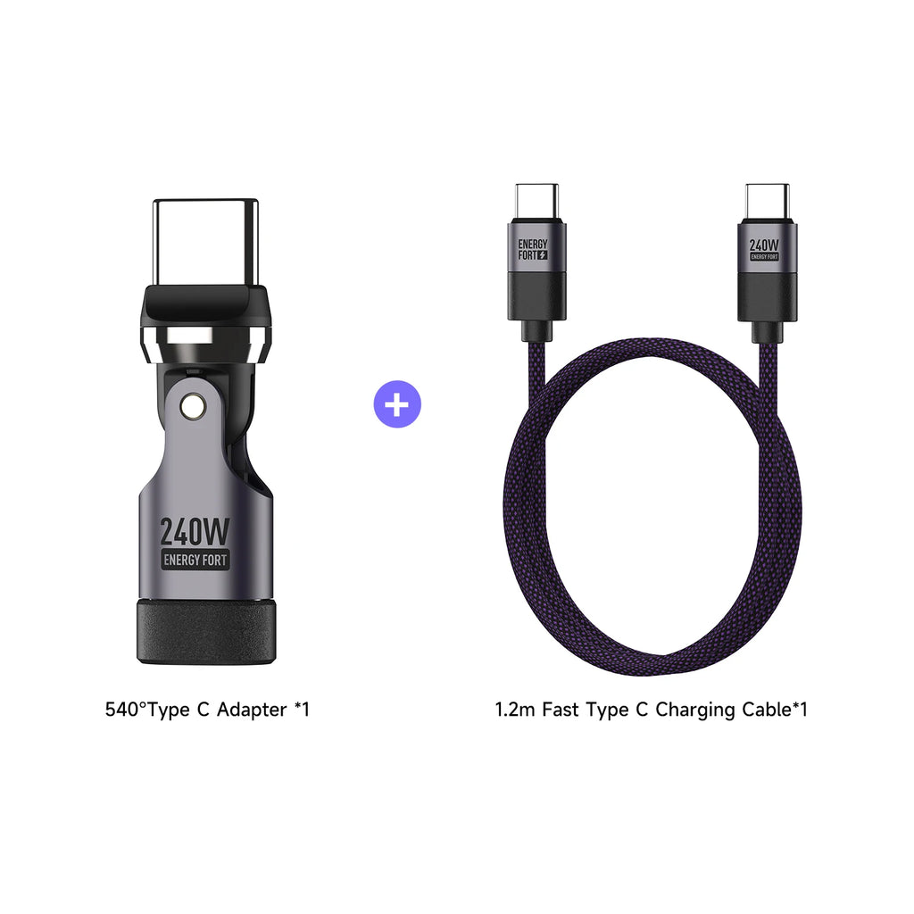 PD240W OTG C Type Adapter 90° 540° Rotating Type C Adapter Fast Charging USB C Adapter Extender for iPhone 17Pro Laptop Tablet